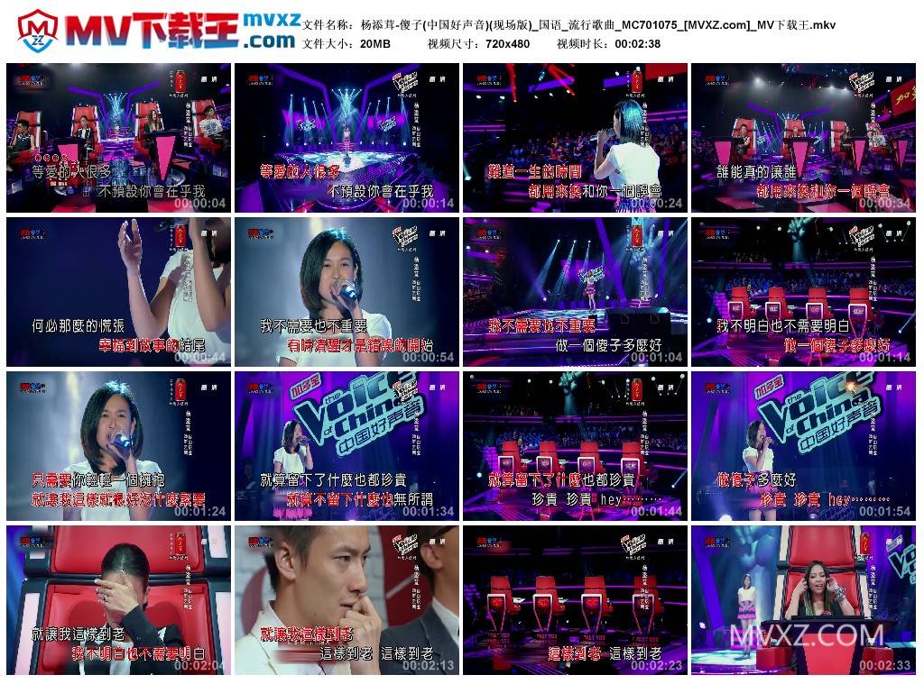 杨添茸-傻子(中国好声音)(现场版)_国语_流行歌曲_MC701075